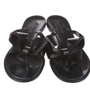 VALENTINO GARAVANI COUTURE BOW JELLY  PVC FLAT WITH A BOW SANDELLS SIZE 39